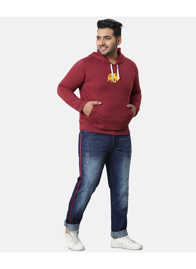 Instafab Plus Men's Wine Red Dripping On Hoodie