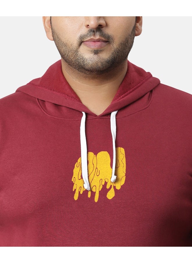 Instafab Plus Men's Wine Red Dripping On Hoodie