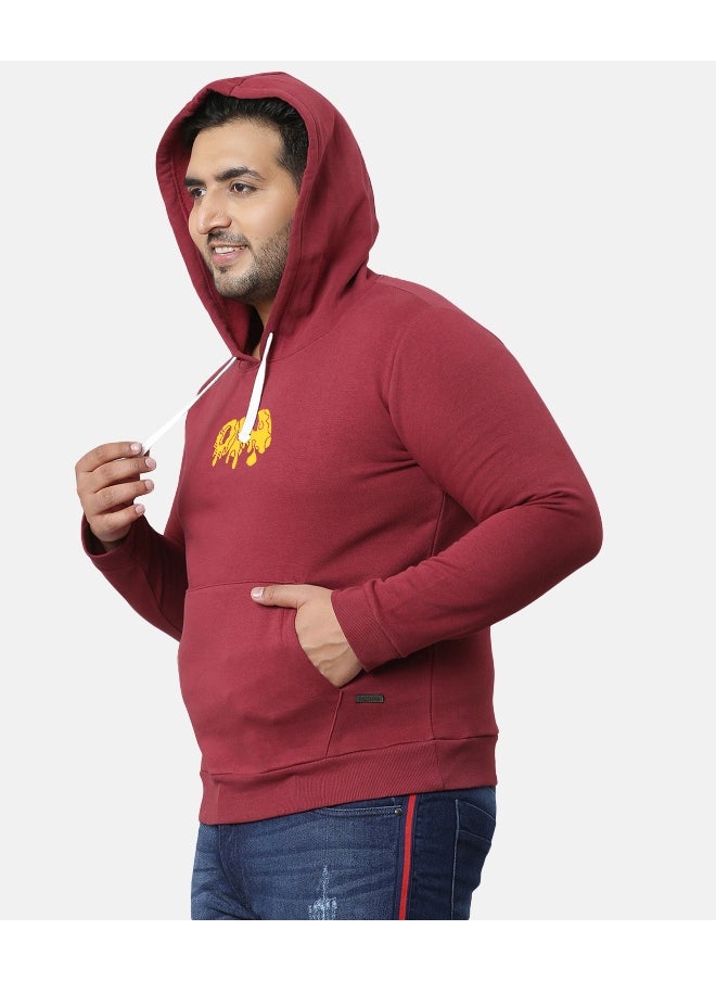 Instafab Plus Men's Wine Red Dripping On Hoodie