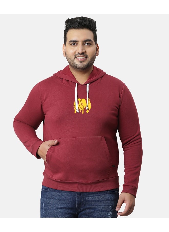 Instafab Plus Men's Wine Red Dripping On Hoodie