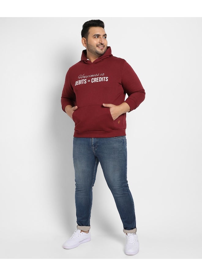 Instafab Plus Men's Maroon Red Happiness Is Hoodie With Kangaroo Pocket