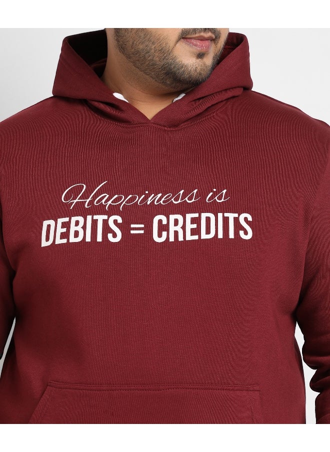 Instafab Plus Men's Maroon Red Happiness Is Hoodie With Kangaroo Pocket