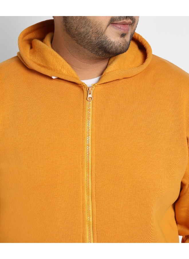 Instafab Plus Men's Mustard Yellow Basic Zip-Front Hoodie