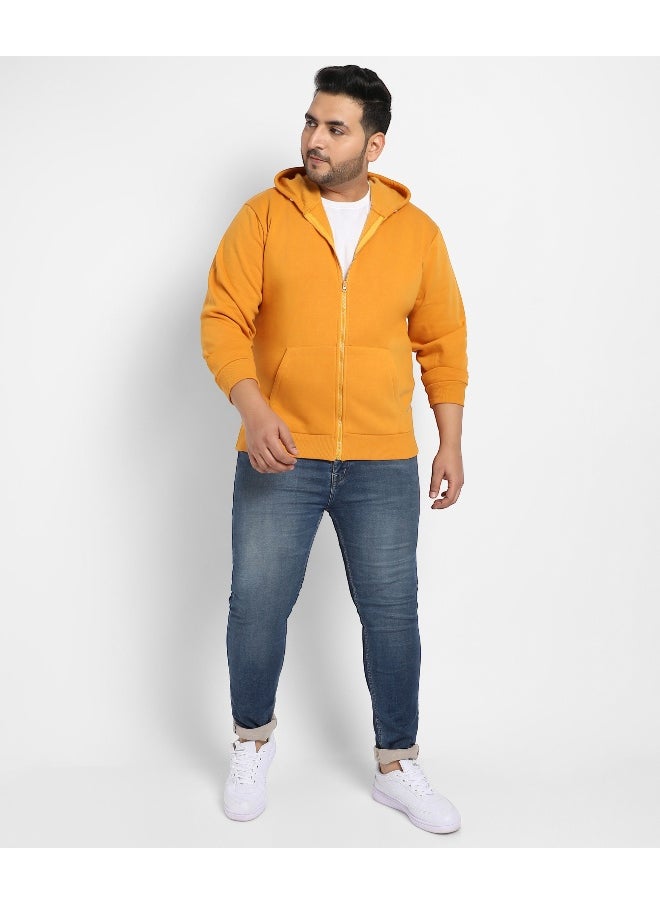 Instafab Plus Men's Mustard Yellow Basic Zip-Front Hoodie