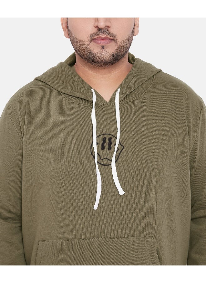 Instafab Plus Men's Olive Green Not In The Mood Hoodie