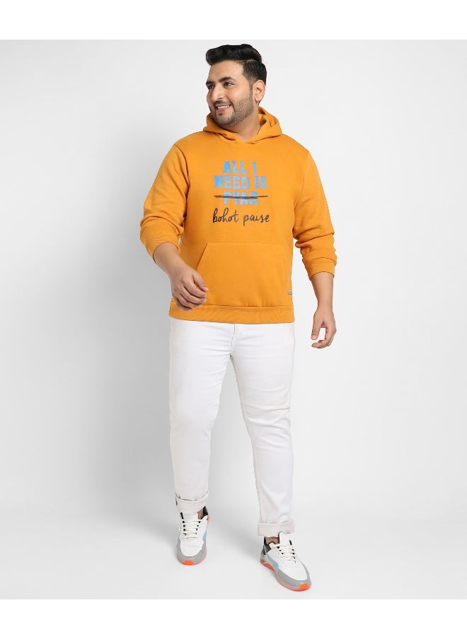 Instafab Plus Men's Mustard Yellow All I Need Hoodie With Kangaroo Pocket