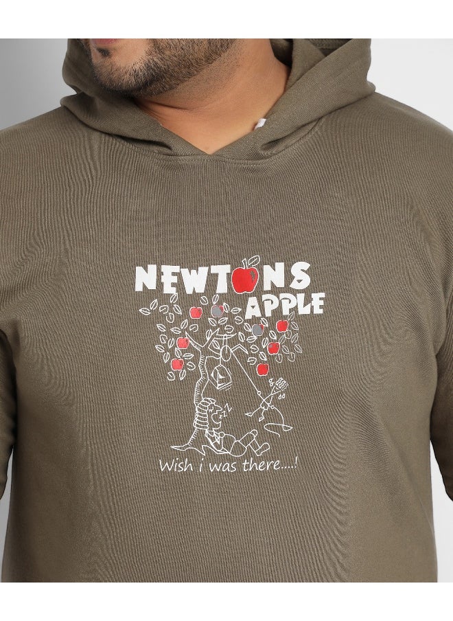 Instafab Plus Men's Olive Green Newton's Apple Hoodie