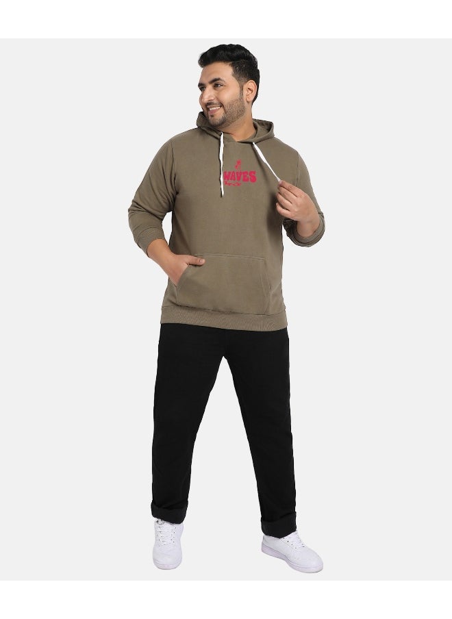 Instafab Plus Men's Olive Green Happy Waves Hoodie