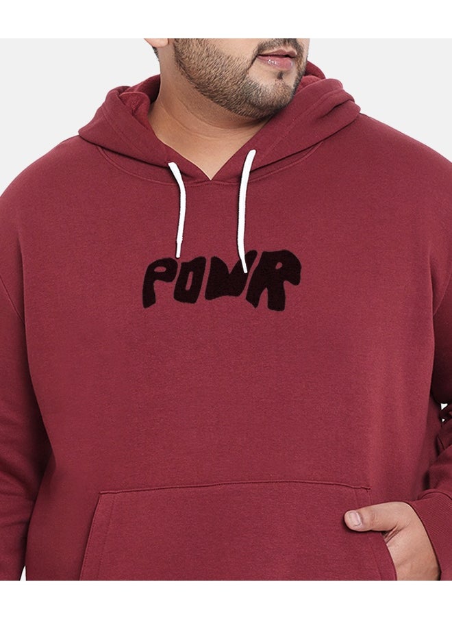 Instafab Plus Men's Wine Red Contrast Power Hoodie