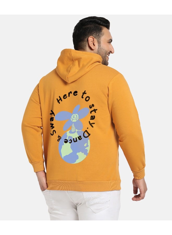 Instafab Plus Men's Mustard Yellow Earth Dance Hoodie