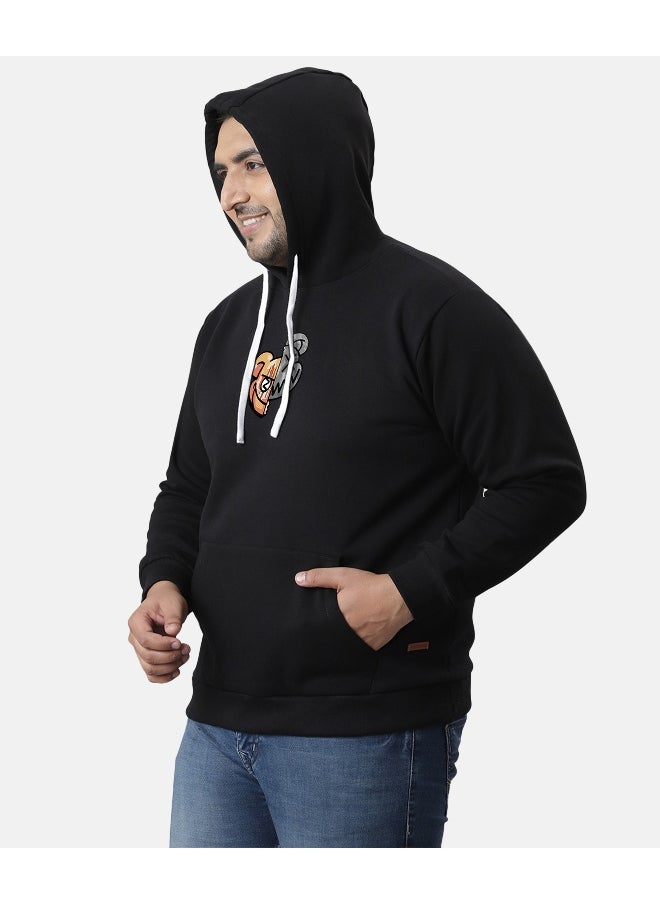 Instafab Plus Men's Jet Black Contrast Face Hoodie