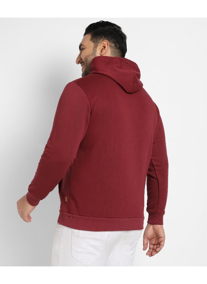 Instafab Plus Men's Maroon Red Impossible Hoodie With Kangaroo Pocket