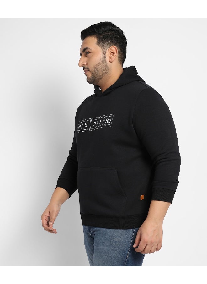 Instafab Plus Men's Black Inspire Hoodie With Kangaroo Pocket