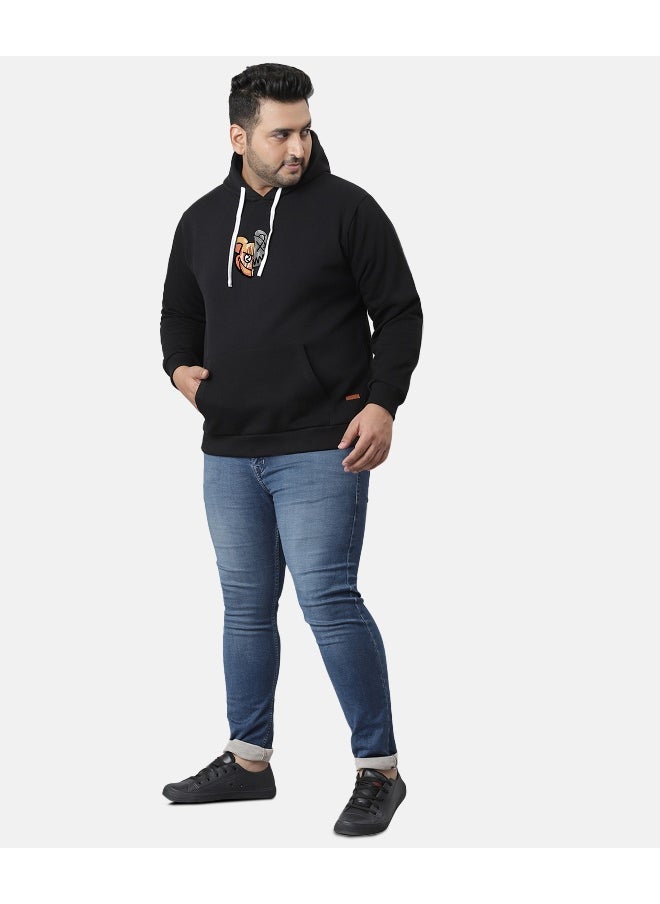 Instafab Plus Men's Jet Black Contrast Face Hoodie