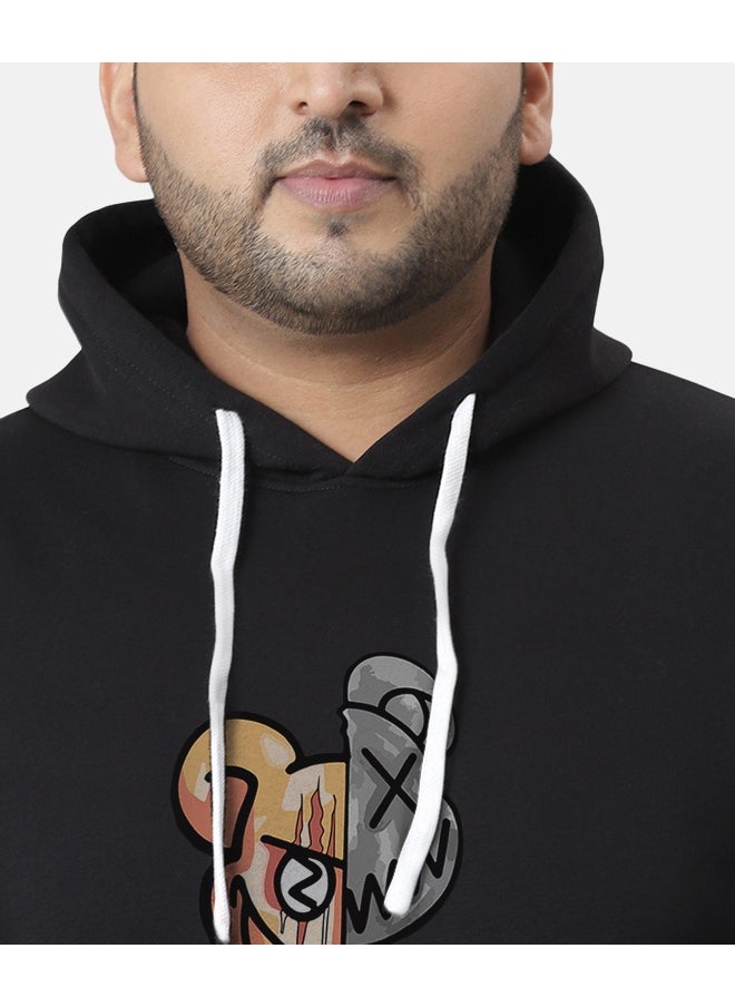 Instafab Plus Men's Jet Black Contrast Face Hoodie