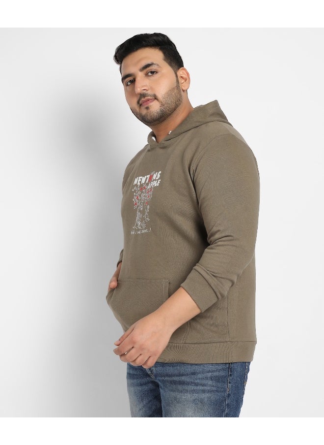 Instafab Plus Men's Olive Green Newton's Apple Hoodie