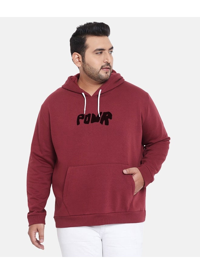 Instafab Plus Men's Wine Red Contrast Power Hoodie