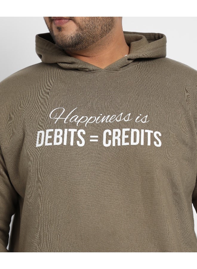 Instafab Plus Men's Olive Green Happiness Is Hoodie With Kangaroo Pocket