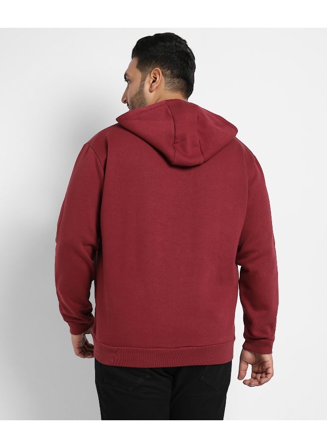 Instafab Plus Men's Maroon Red Dare To Be Different Hoodie With Kangaroo Pocket