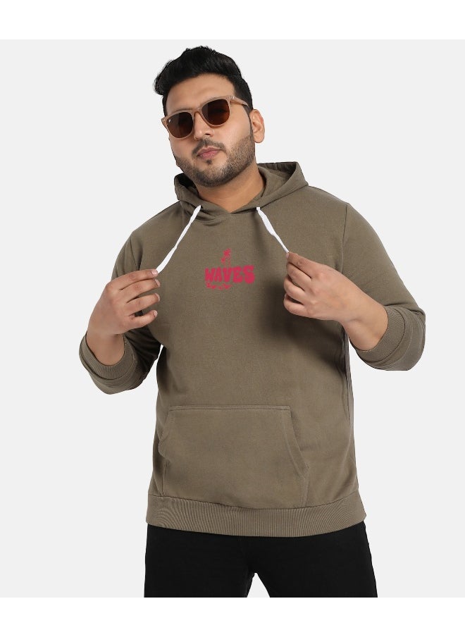 Instafab Plus Men's Olive Green Happy Waves Hoodie