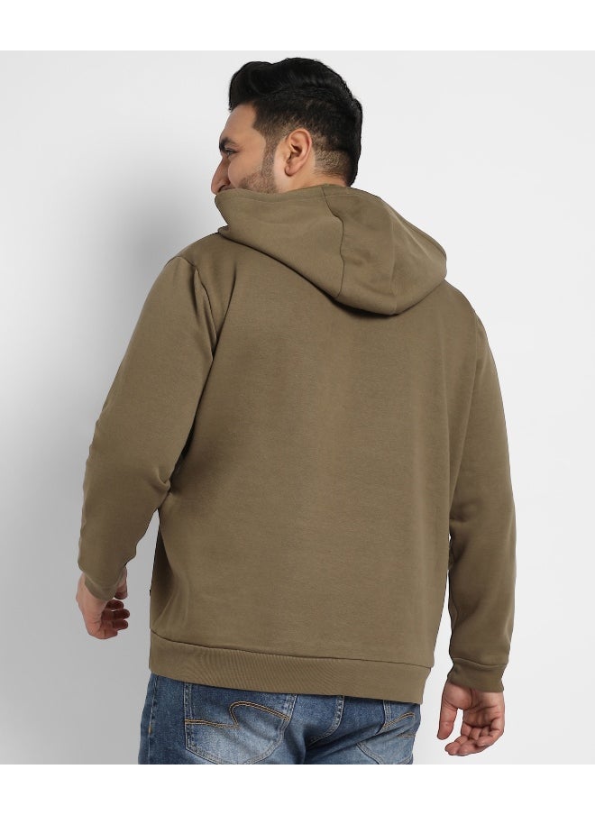 Instafab Plus Men's Olive Green Inspire Hoodie With Kangaroo Pocket