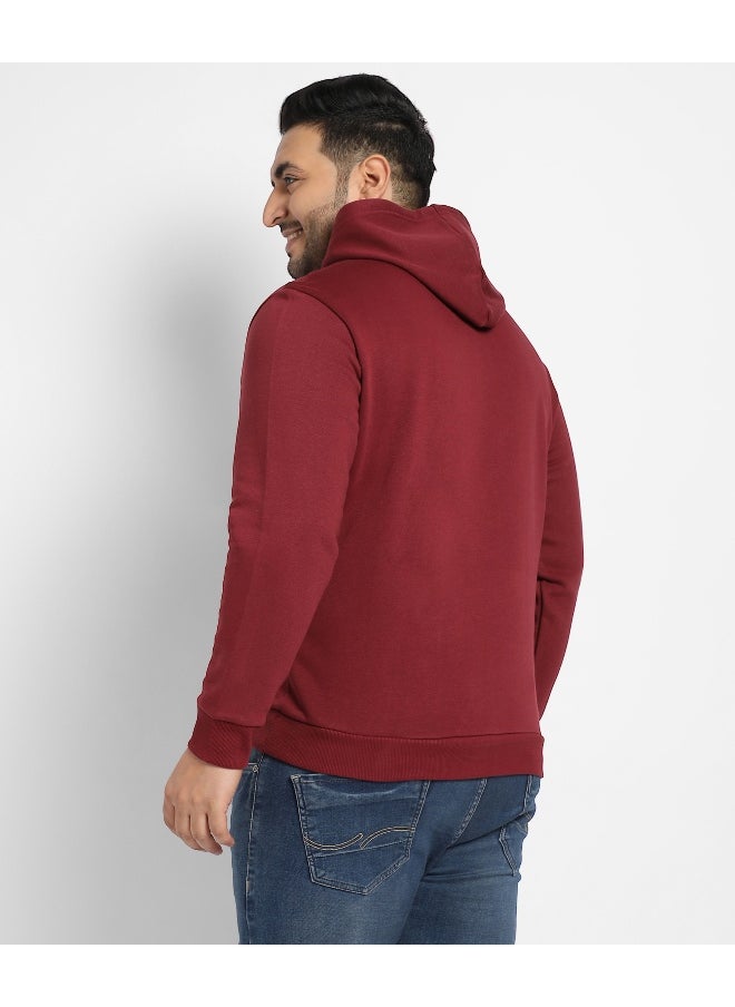 Instafab Plus Men's Maroon Red Happiness Is Hoodie With Kangaroo Pocket