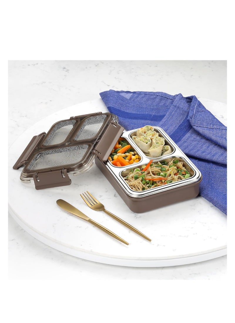 Cello Tri lunch insulated lunch box, inner stainless steel compartment, silicon seal in the lid with with four sided click locks