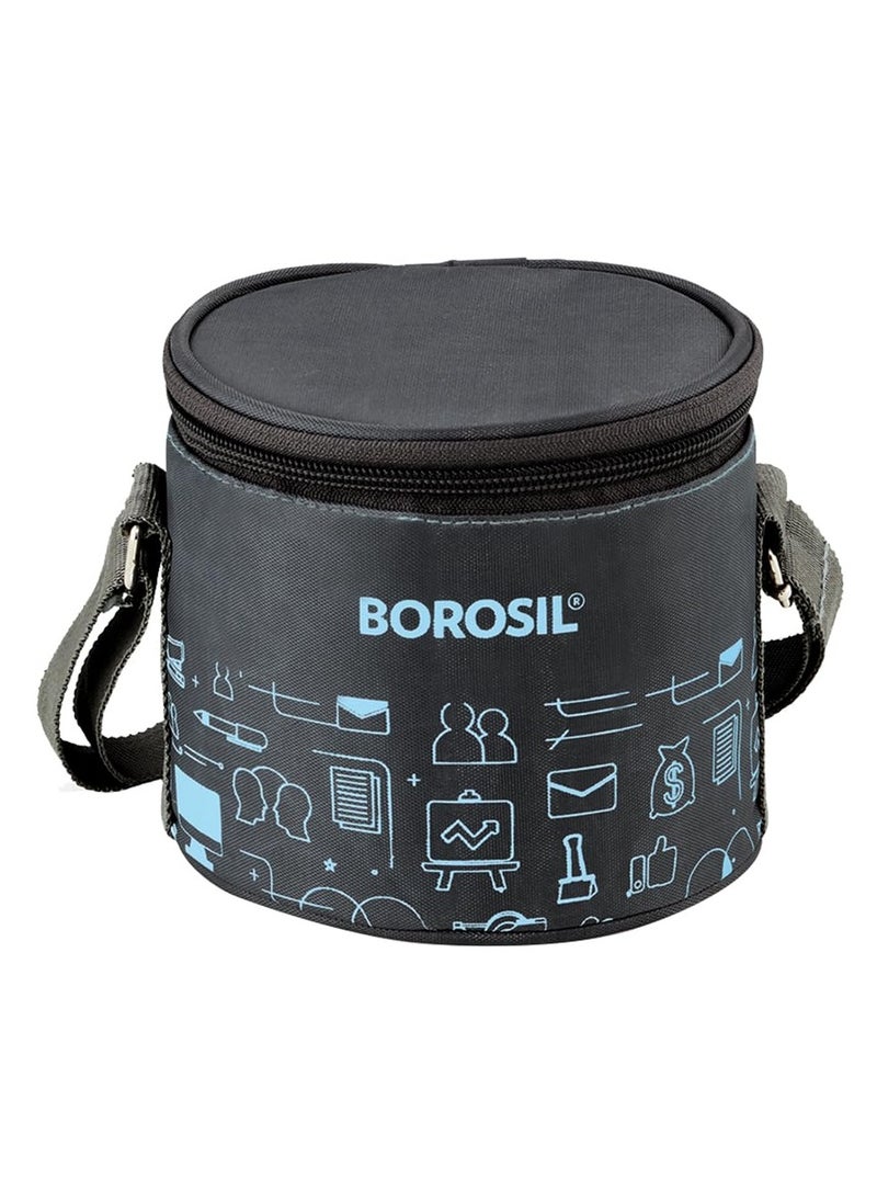 Borosil Carry Fresh Stainless Steel Lunchbox | 2 pc Round Container Set (280ml Each) | Tiffin for Office, School & College with Food Grade Steel | Leakproof & Dishwasher Safe | 1 Year Warranty