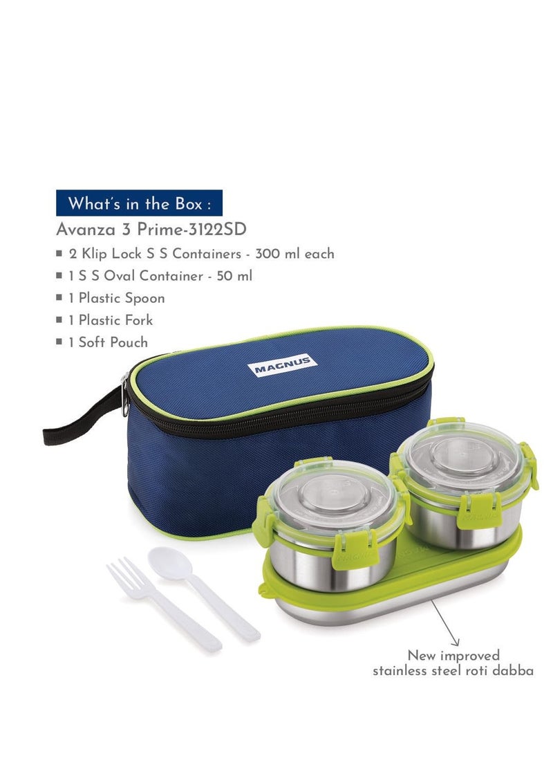 Magnus Avanza 3 Prime - stainless steel leakproof lunch box with klip lock and insulated bag