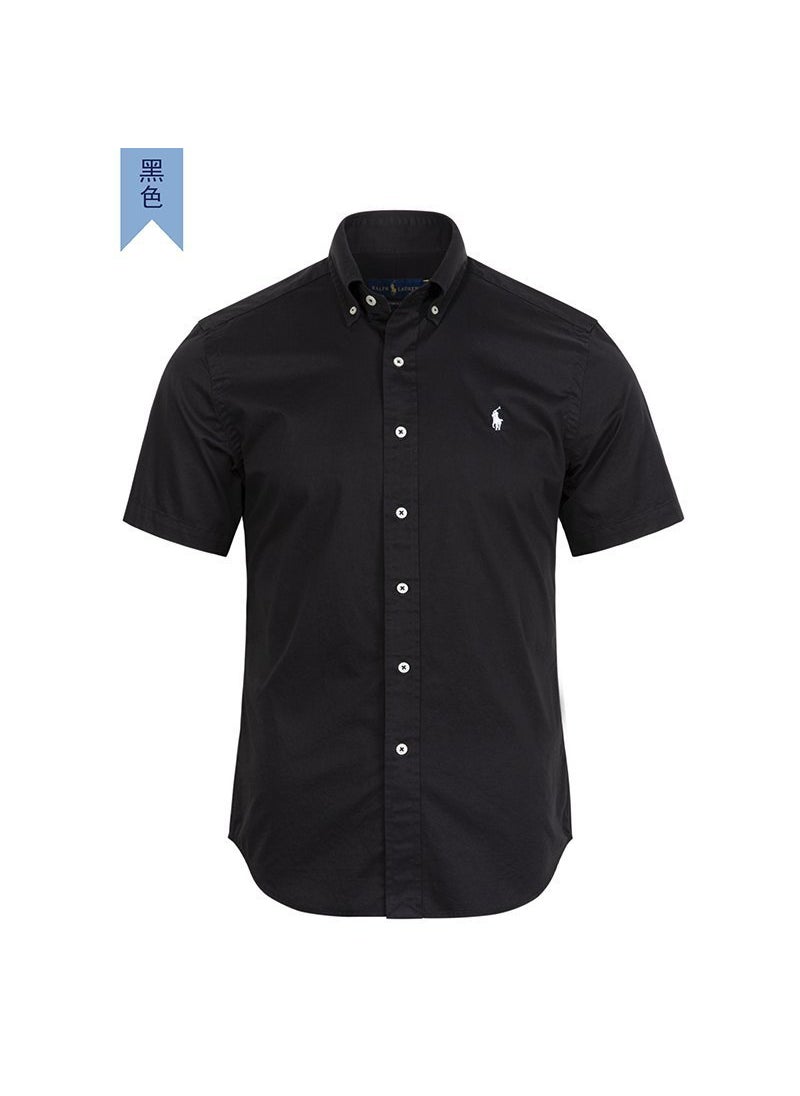 Pure Cotton Embroidered Mens Polo Shirt Black