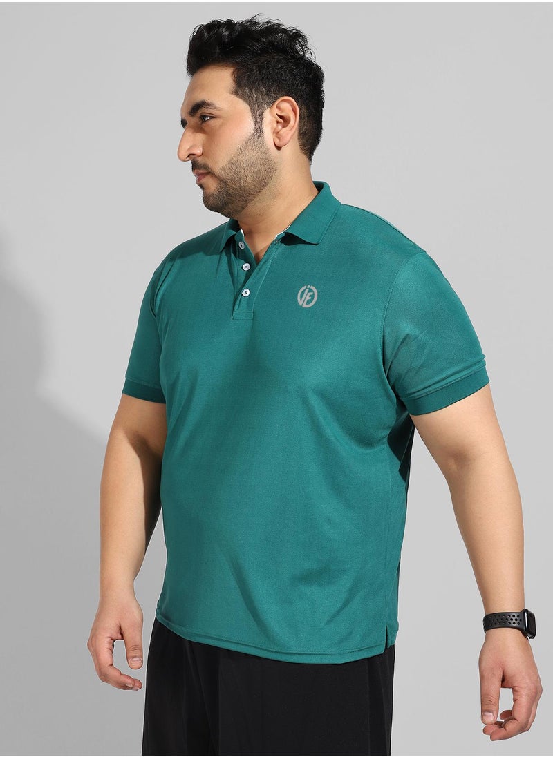 Men's Solid Teal Green Regular Fit Activewear T-Shirt
