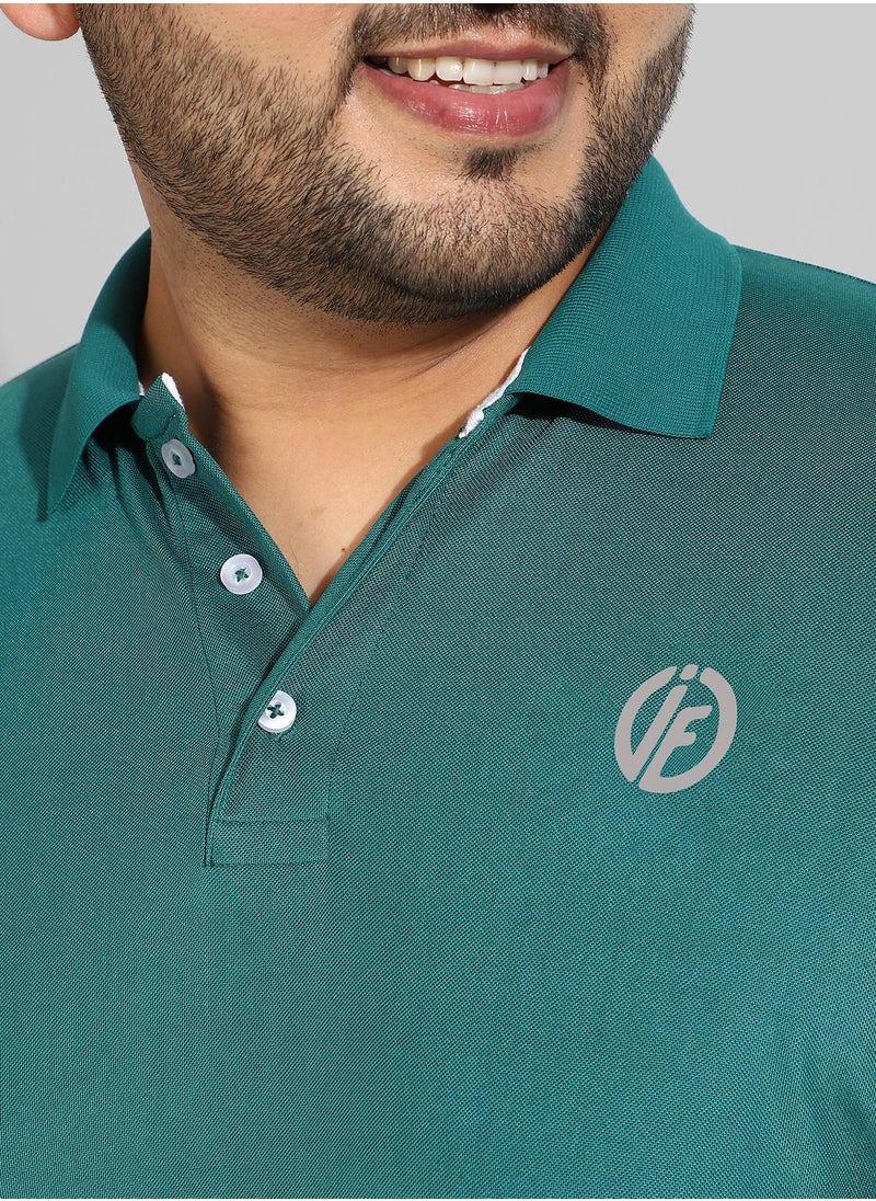 Men's Solid Teal Green Regular Fit Activewear T-Shirt