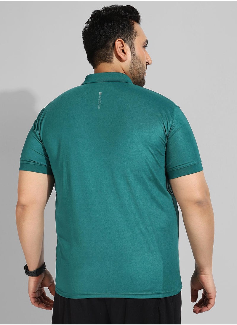 Men's Solid Teal Green Regular Fit Activewear T-Shirt