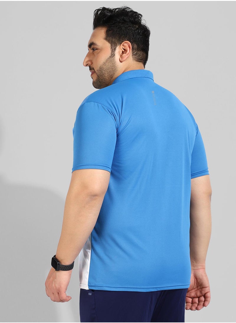 Men's Blue Printed Regular Fit Activewear T-Shirt