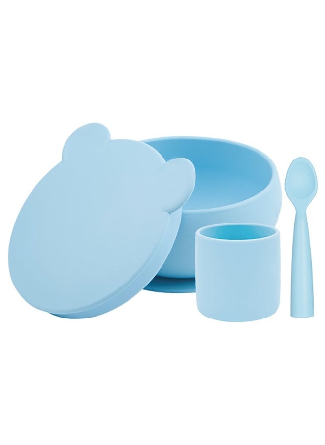 Silicone Feeding Set  4pcs  Mineral Blue  Packaging May Vary