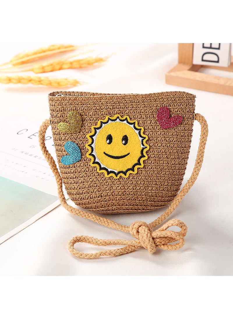 Girls Trendy Crossbody Mini PurseLove smiling face Brown Love smiling face Brown