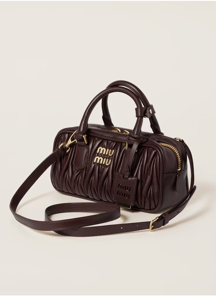 MIU Small Arcadie Top Handle Bag in Matelassé Nappa Leather Crossbody Shoulder