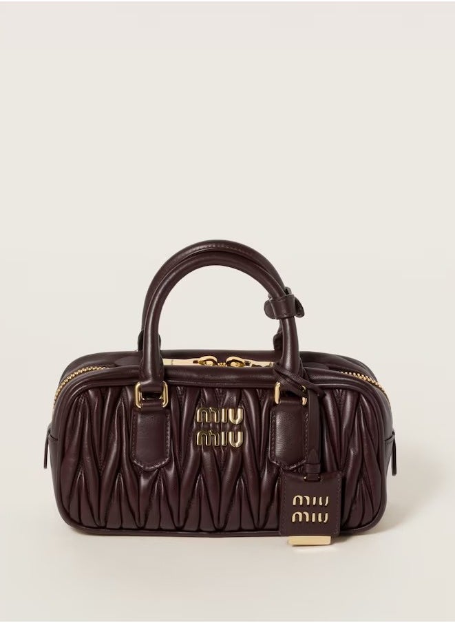 MIU Small Arcadie Top Handle Bag in Matelassé Nappa Leather Crossbody Shoulder