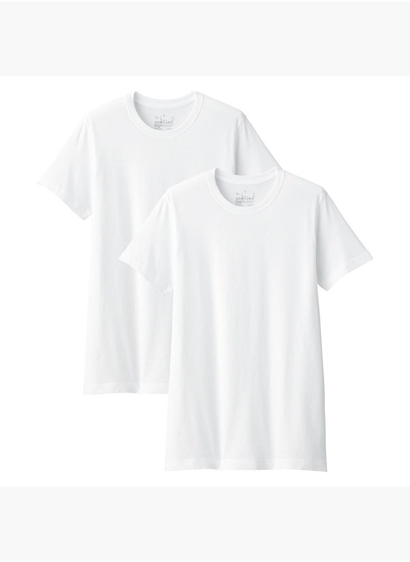 Side Seamless Cotton Crew Neck T-Shirt - 2 Pcs