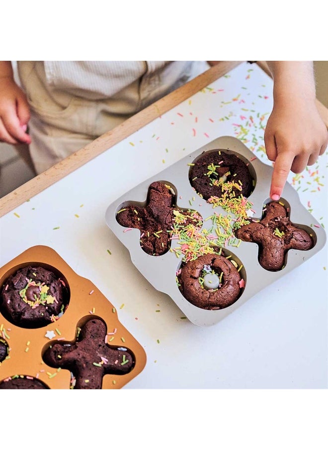 XOXO Cake Silicone Mold 2pcs  Woody Brown/Powder Grey