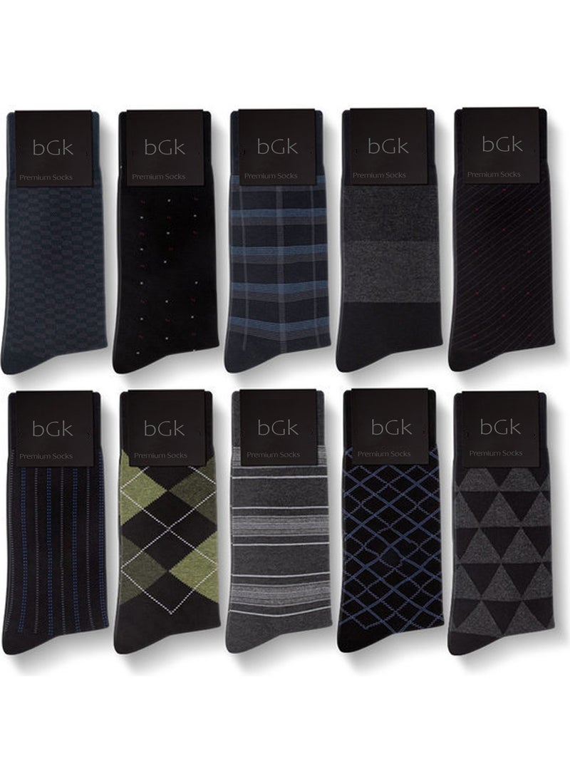 10 Pairs Men's Multicolored Cotton Socks