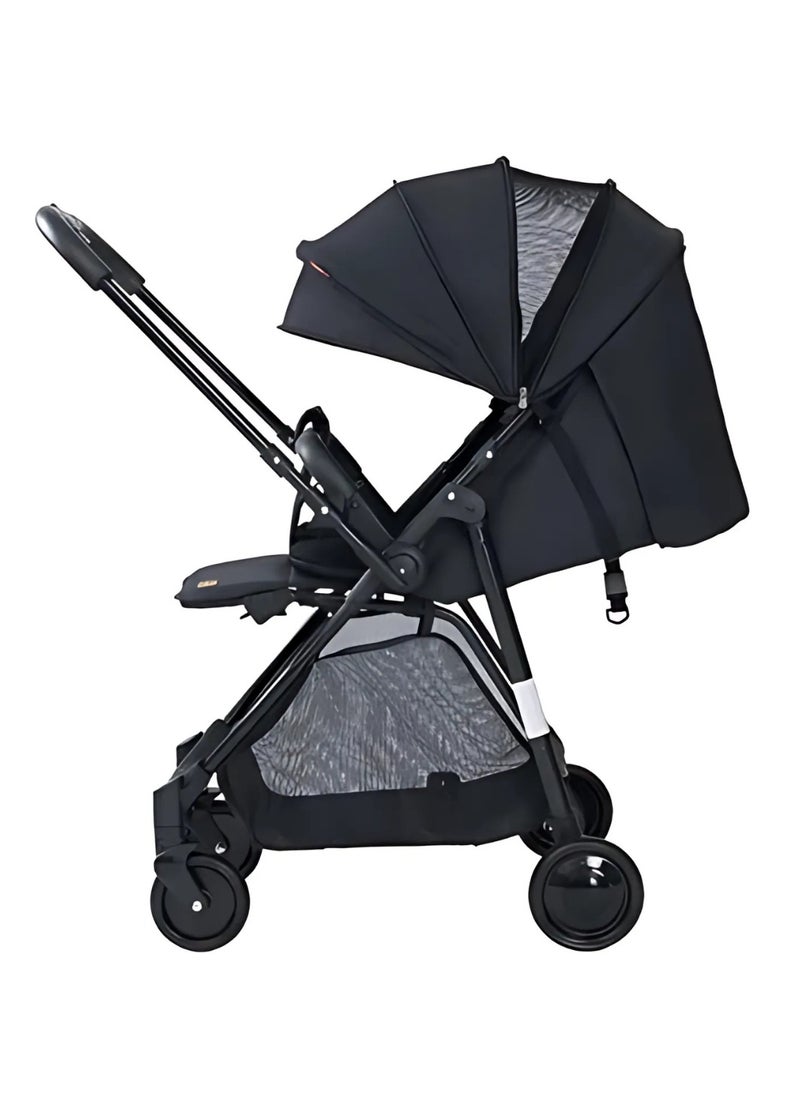 Reversible Handle Travel System Luxury Lightweight Baby Stroller (Black)