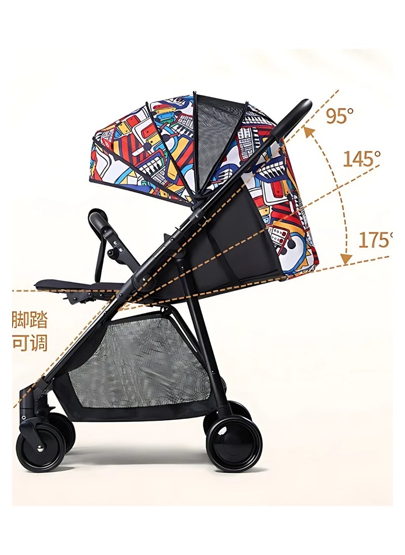 Reversible Handle Travel System Luxury Lightweight Baby Stroller (Black)