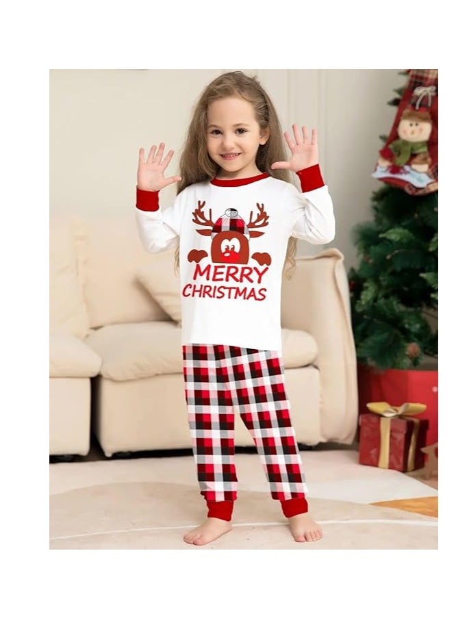 Merry Christmas Pajama Family Set for Baby | White T-Shirt & Red Plaid Pants | Holiday Matching PJs for Infants | Christmas Pajamas for Boys & Girls