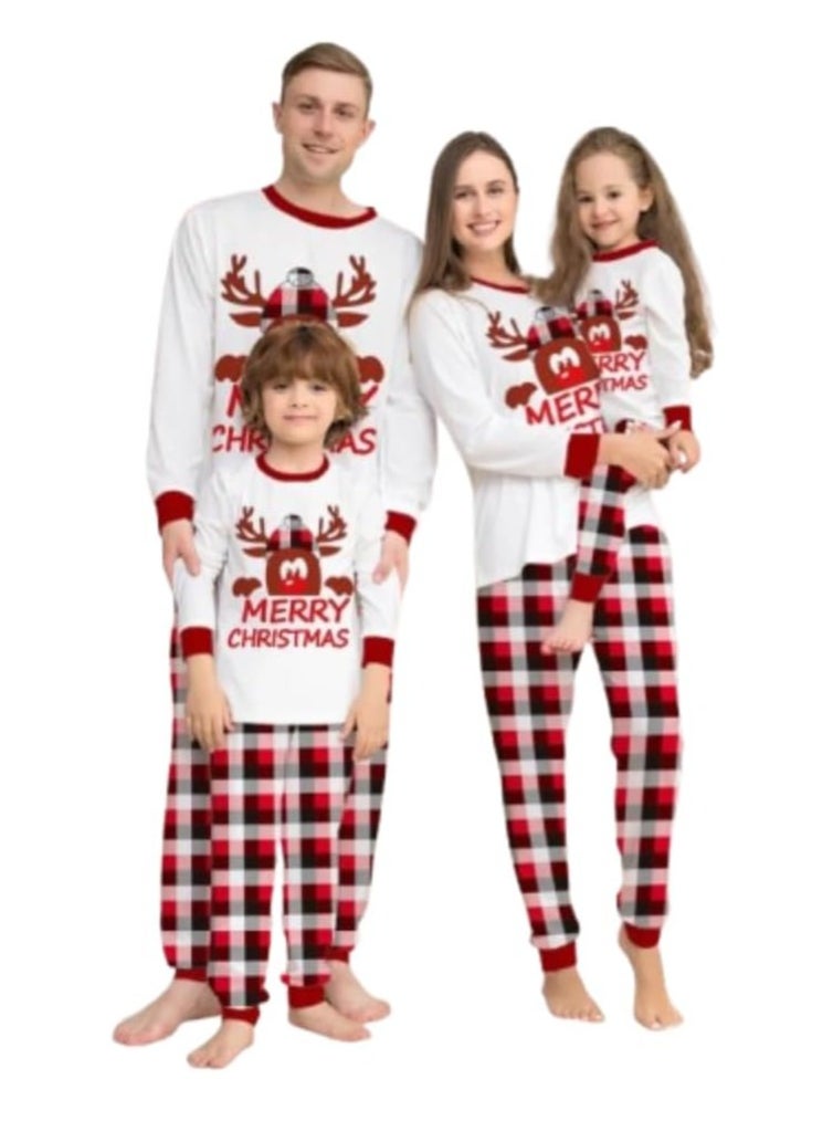 Merry Christmas Pajama Family Set for Baby | White T-Shirt & Red Plaid Pants | Holiday Matching PJs for Infants | Christmas Pajamas for Boys & Girls