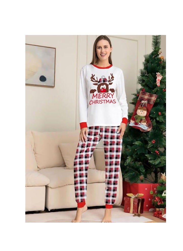 Merry Christmas Pajama Family Set for Baby | White T-Shirt & Red Plaid Pants | Holiday Matching PJs for Infants | Christmas Pajamas for Boys & Girls