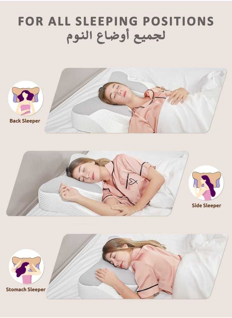 Memory Foam Butterfly-Shaped Cervical Pillow for Shoulder and Neck Pain Relief, Ergonomic Orthopedic Support for Side, Back, and Stomach Sleeping, Washable Cover