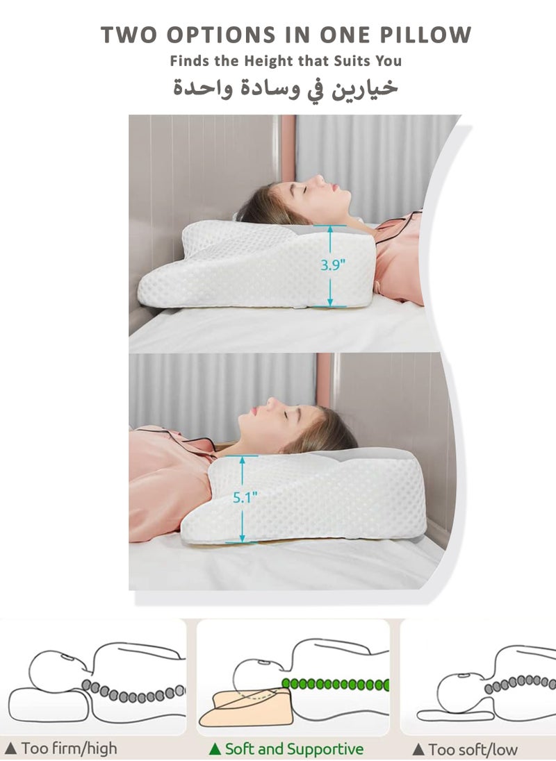 Memory Foam Butterfly-Shaped Cervical Pillow for Shoulder and Neck Pain Relief, Ergonomic Orthopedic Support for Side, Back, and Stomach Sleeping, Washable Cover