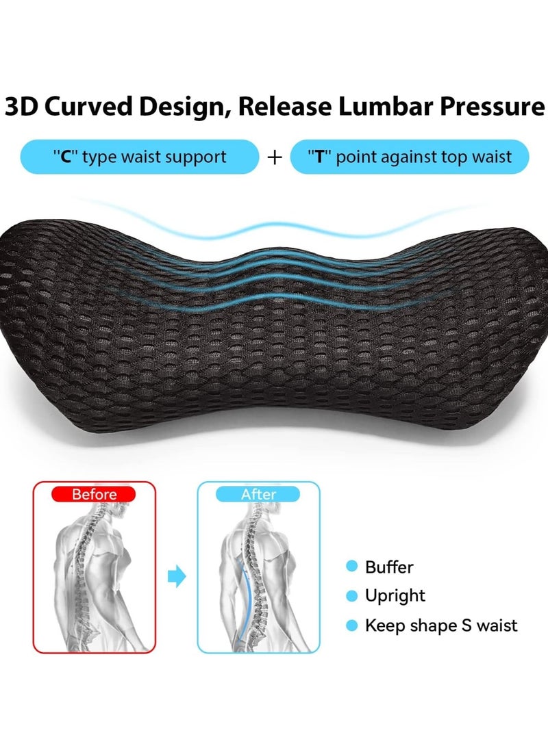 Memory Foam Lumbar Support Back Cushion Pillow Balanced Firmness for Lower Back Pain Relief - Ideal Back Pillow for Office Chair,Car Seat, Recliner, Bed