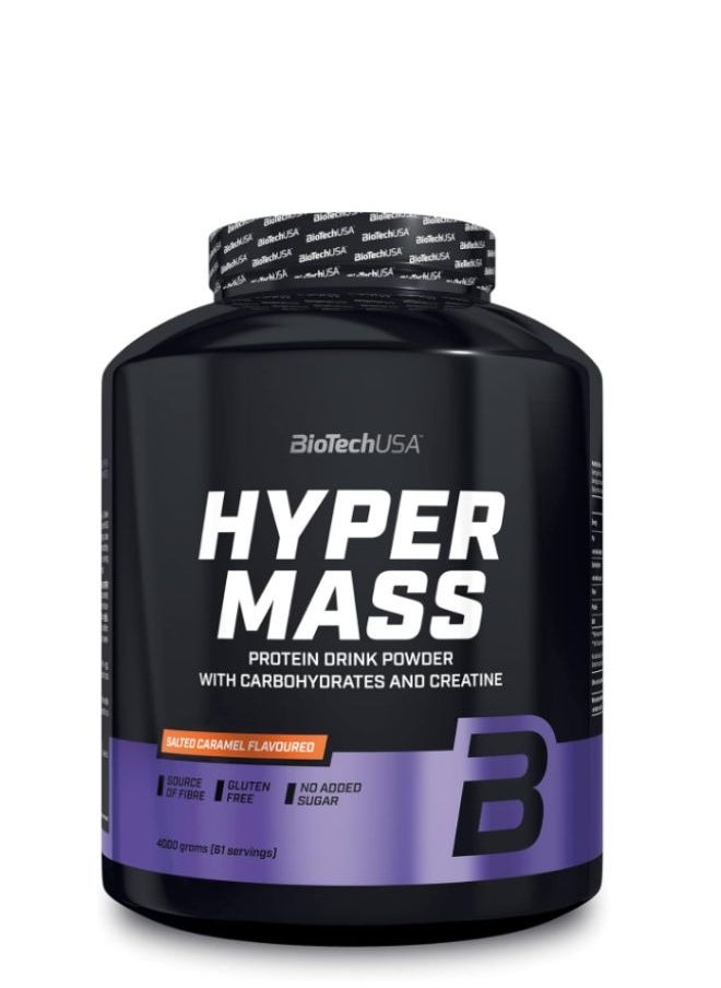 Hyper Mass Mass Gainer With Carbs And Protein Blend Micronized Creatine Glutenfree, 4000Gm , Salted Caramel